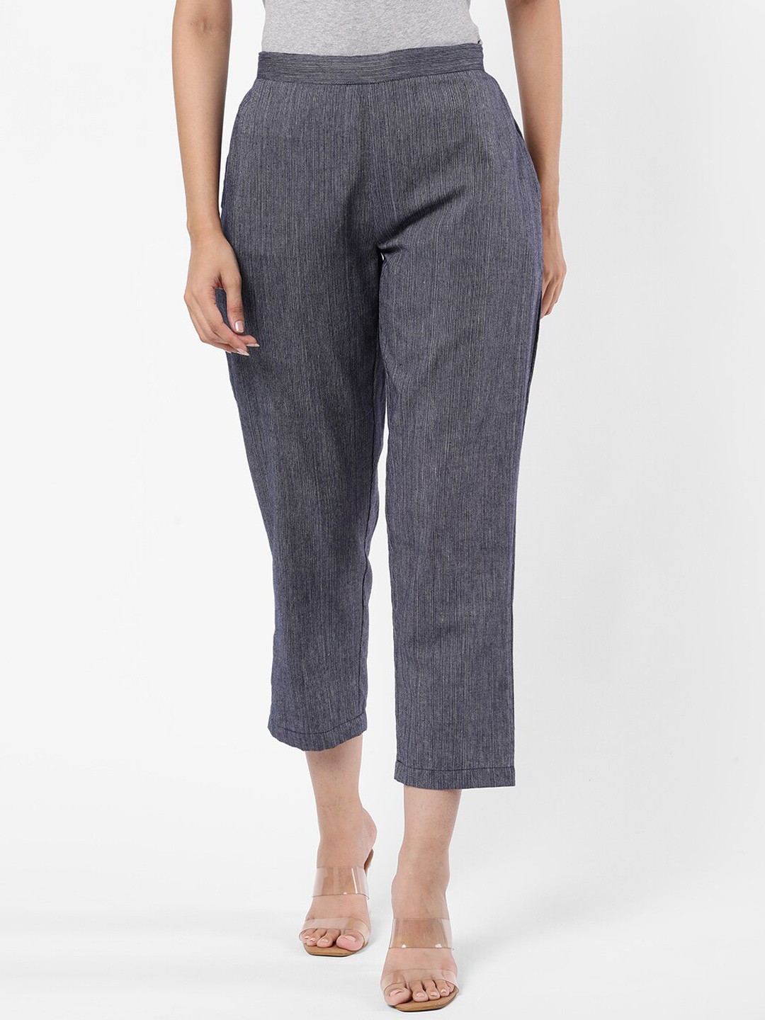 

R&B Women Blue Tapered Fit Trousers