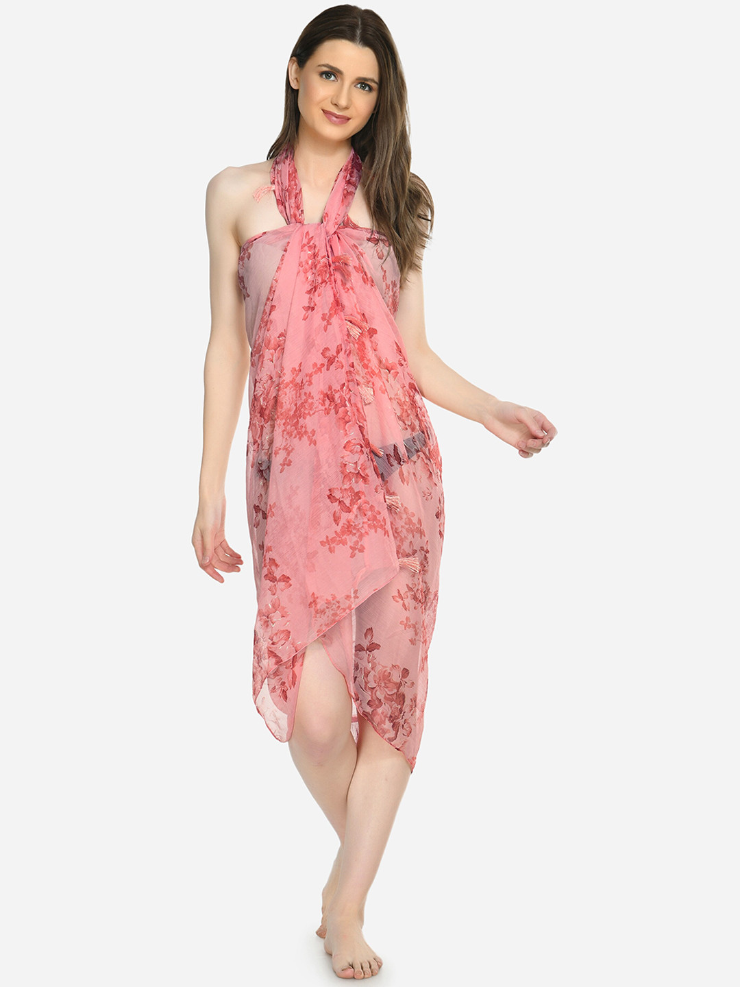 

MIRCHI FASHION Pink Floral Printed Swimwear Sarong