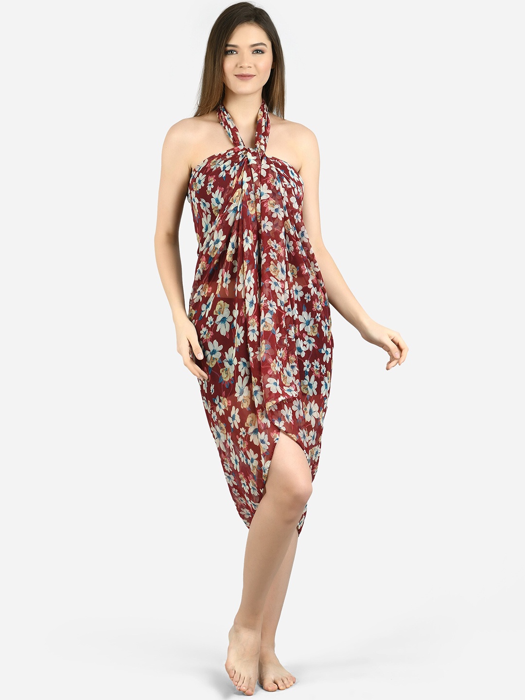 

MIRCHI FASHION Floral Printed Swimwear Cover Up Sarong, Red
