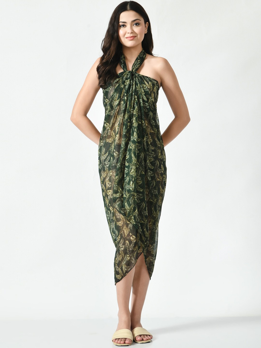 

MIRCHI FASHION Floral Printed Swimwear Cover Up Sarong, Green