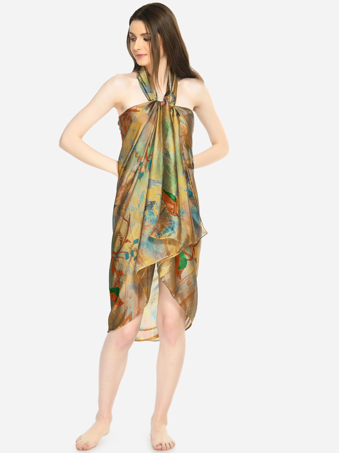 

MIRCHI FASHION Floral Printed Swimwear Cover Up Sarong, Green