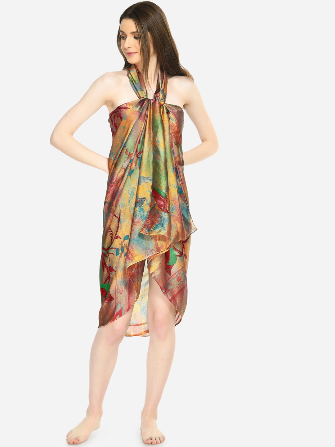 MIRCHI FASHION Green & Maroon Floral Printed Swimwear Cover Up Sarong