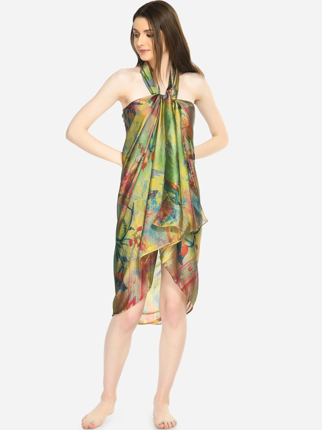 

MIRCHI FASHION Abstract Printed Swimwear Cover Up Sarong, Green