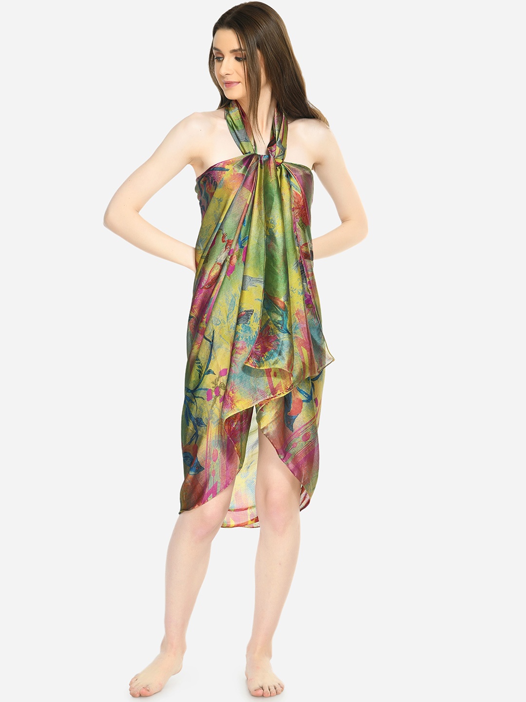 

MIRCHI FASHION Floral Printed Swimwear Cover Up Sarong, Green
