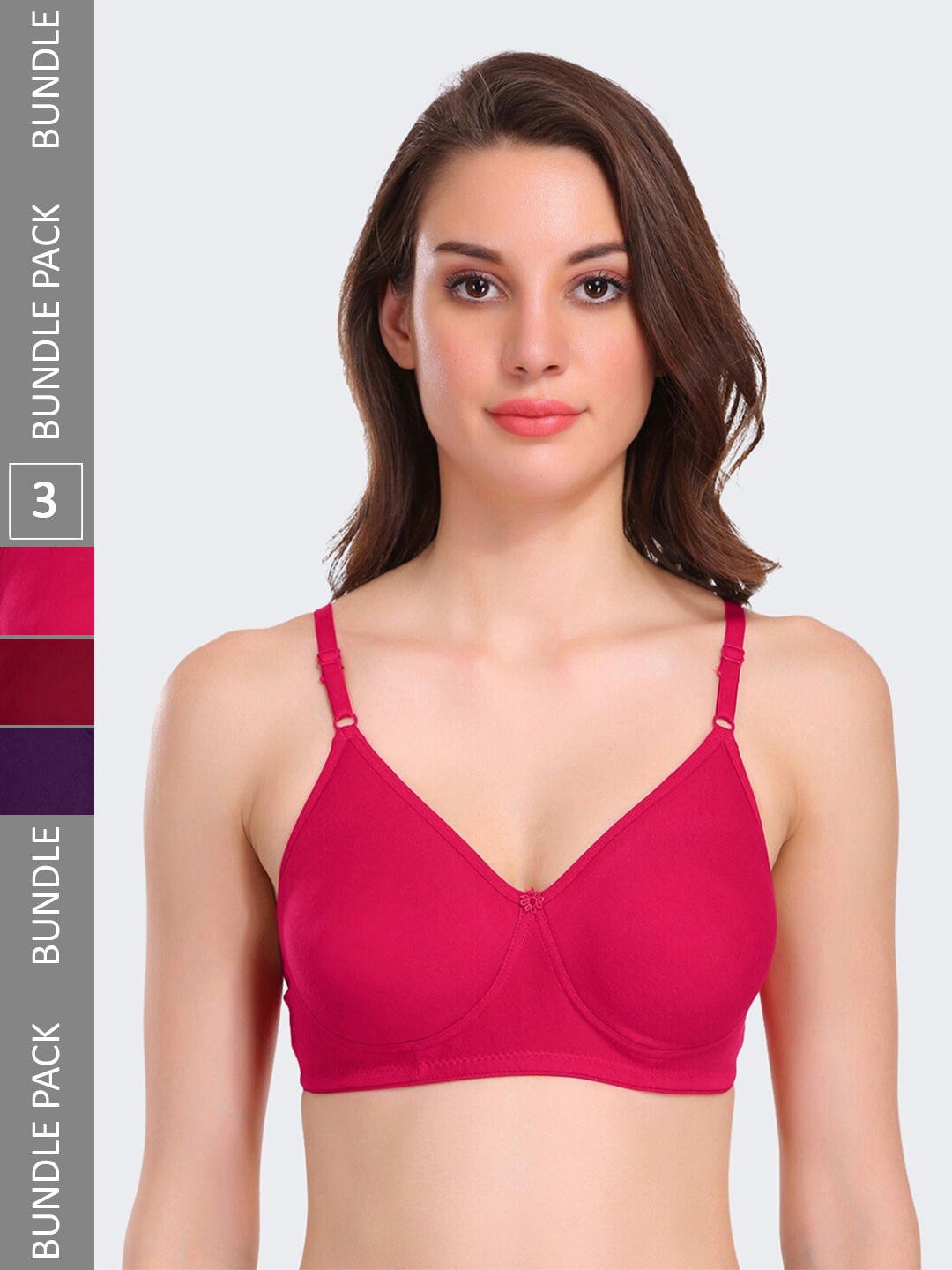 

POOJA RAGENEE Pack of 3 Full Coverage Bra, Pink