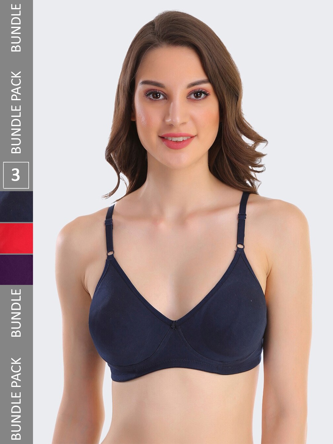 

POOJA RAGENEE Pack Of 3 All Day Comfort Full Coverage Everyday Bra, Red