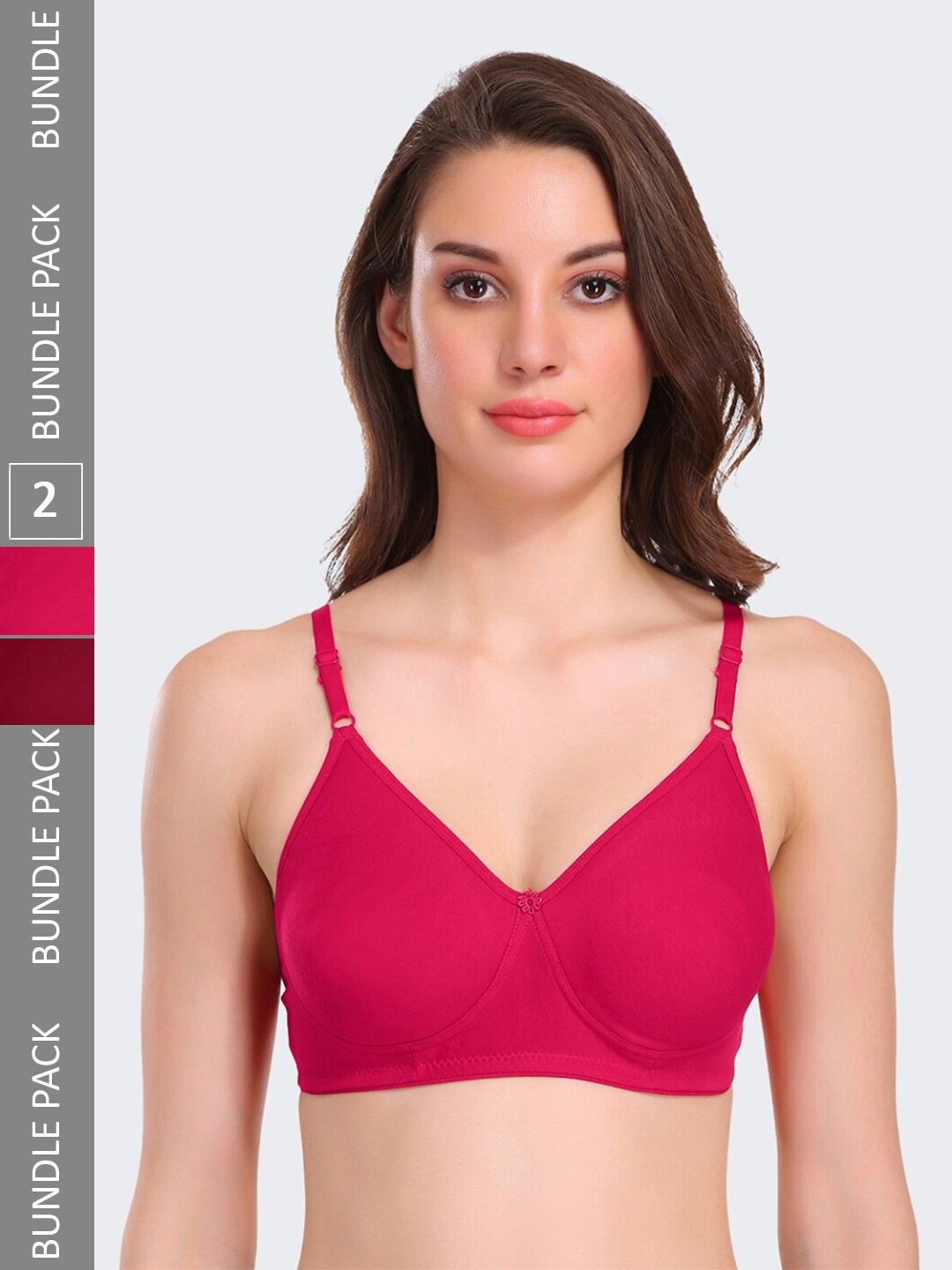 

POOJA RAGENEE Pack of 2 Lightly Padded Full Coverage Bra, Maroon