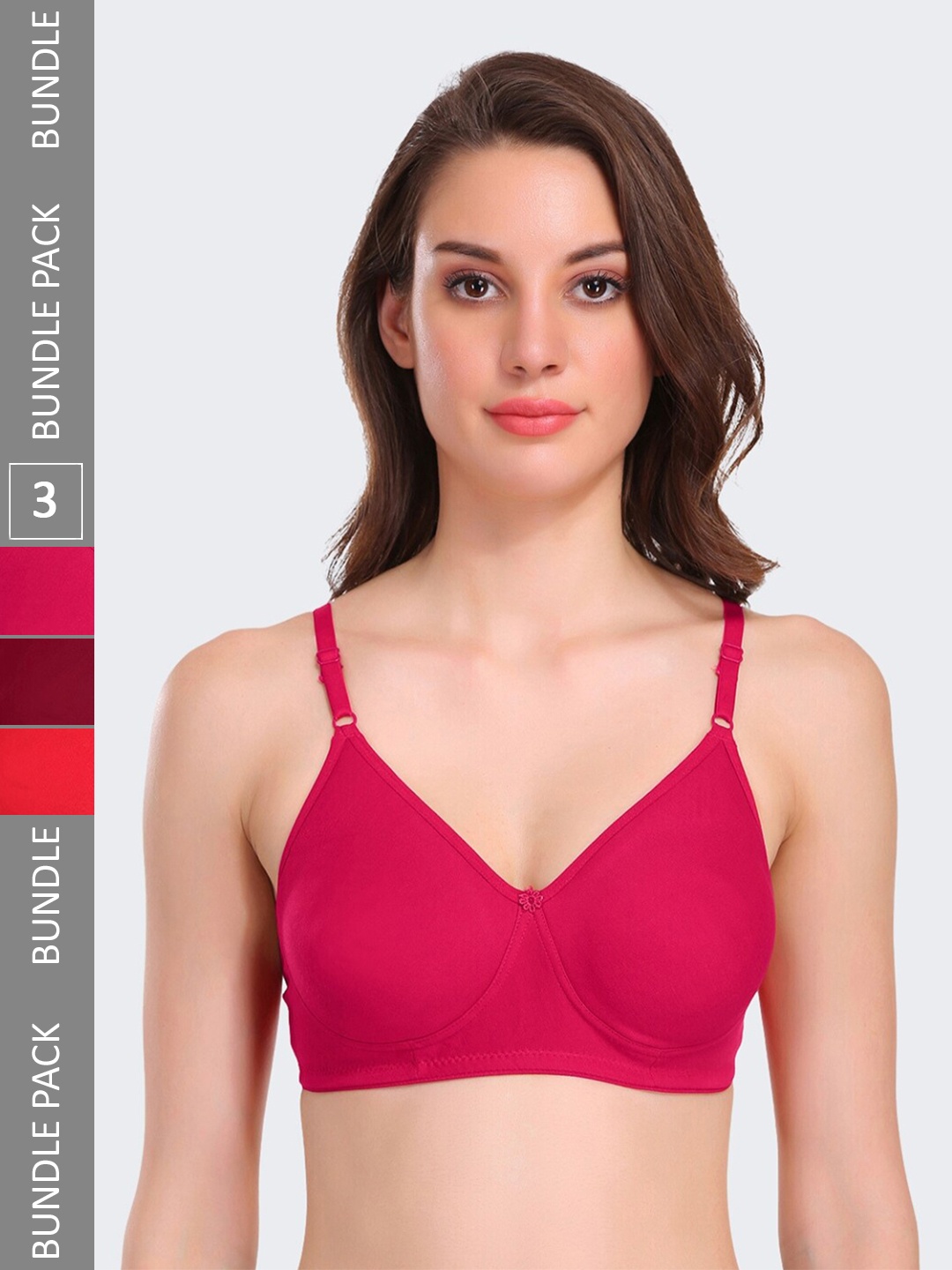 

POOJA RAGENEE Pack Of 3 All Day Comfort Full Coverage Everyday Bra, Red