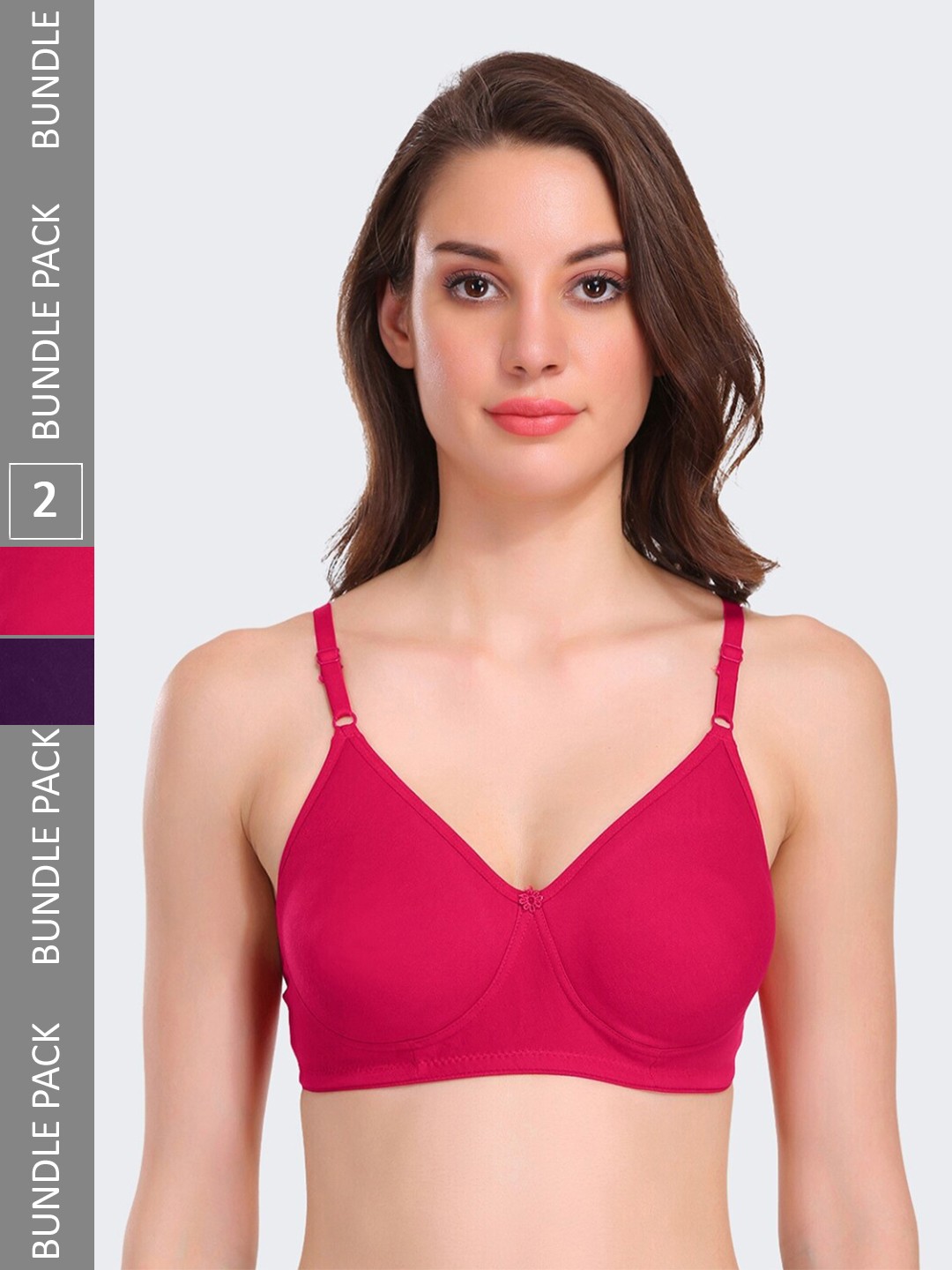 

POOJA RAGENEE Pack Of 2 Non-Wired Non Padded All Day Comfort Seamless T-Shirt Bra, Purple