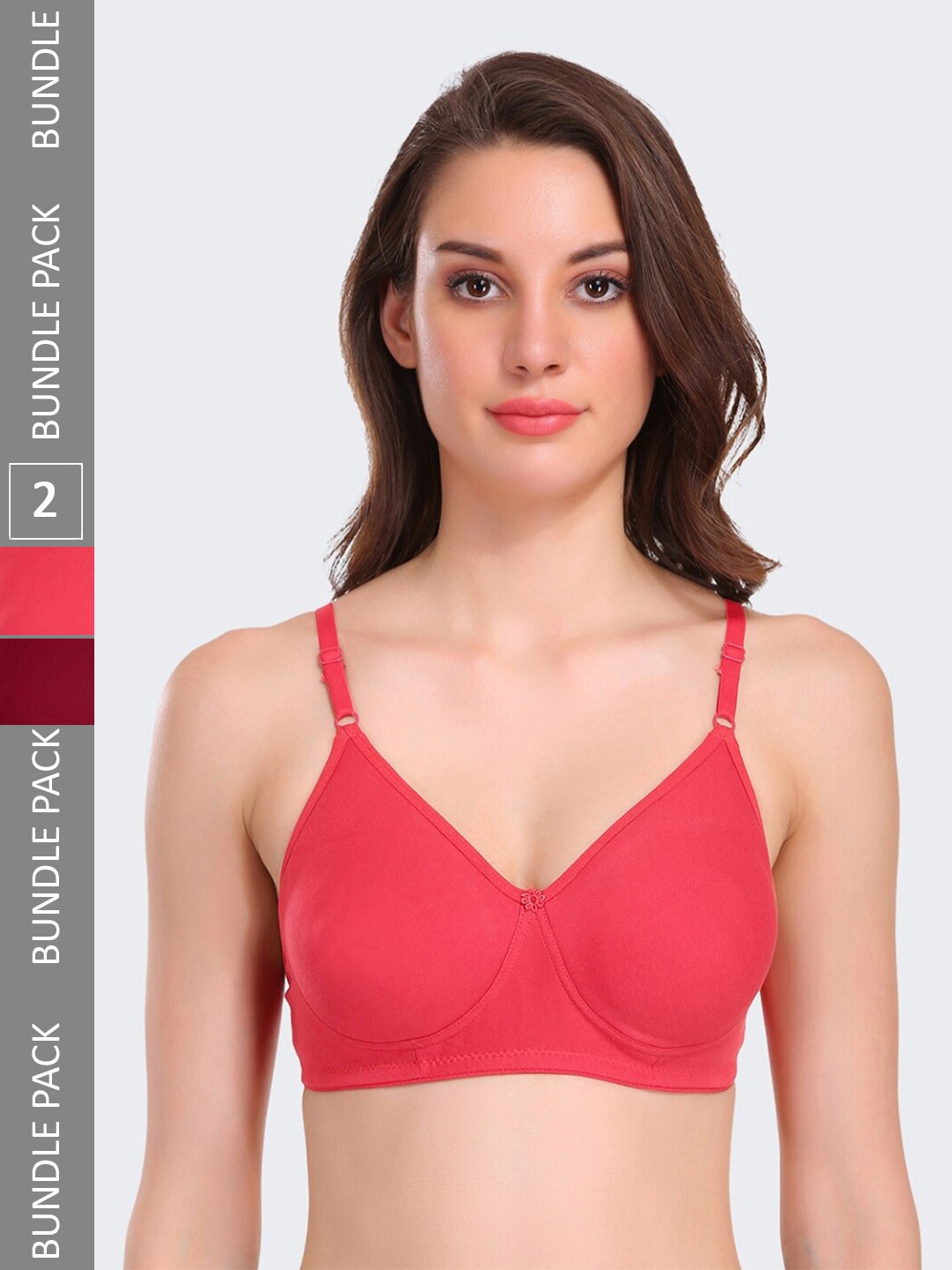 

POOJA RAGENEE Pack Of 2 Full Coverage All Day Comfort Seamless T-shirt Bra, Coral