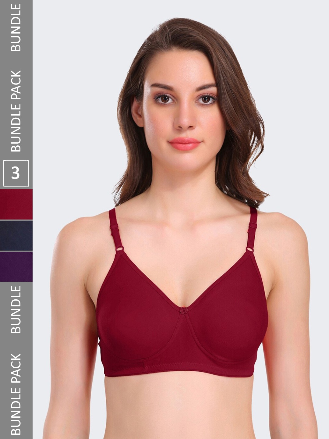 

POOJA RAGENEE Pack Of 3 All Day Comfort Full Coverage Everyday Bra, Maroon