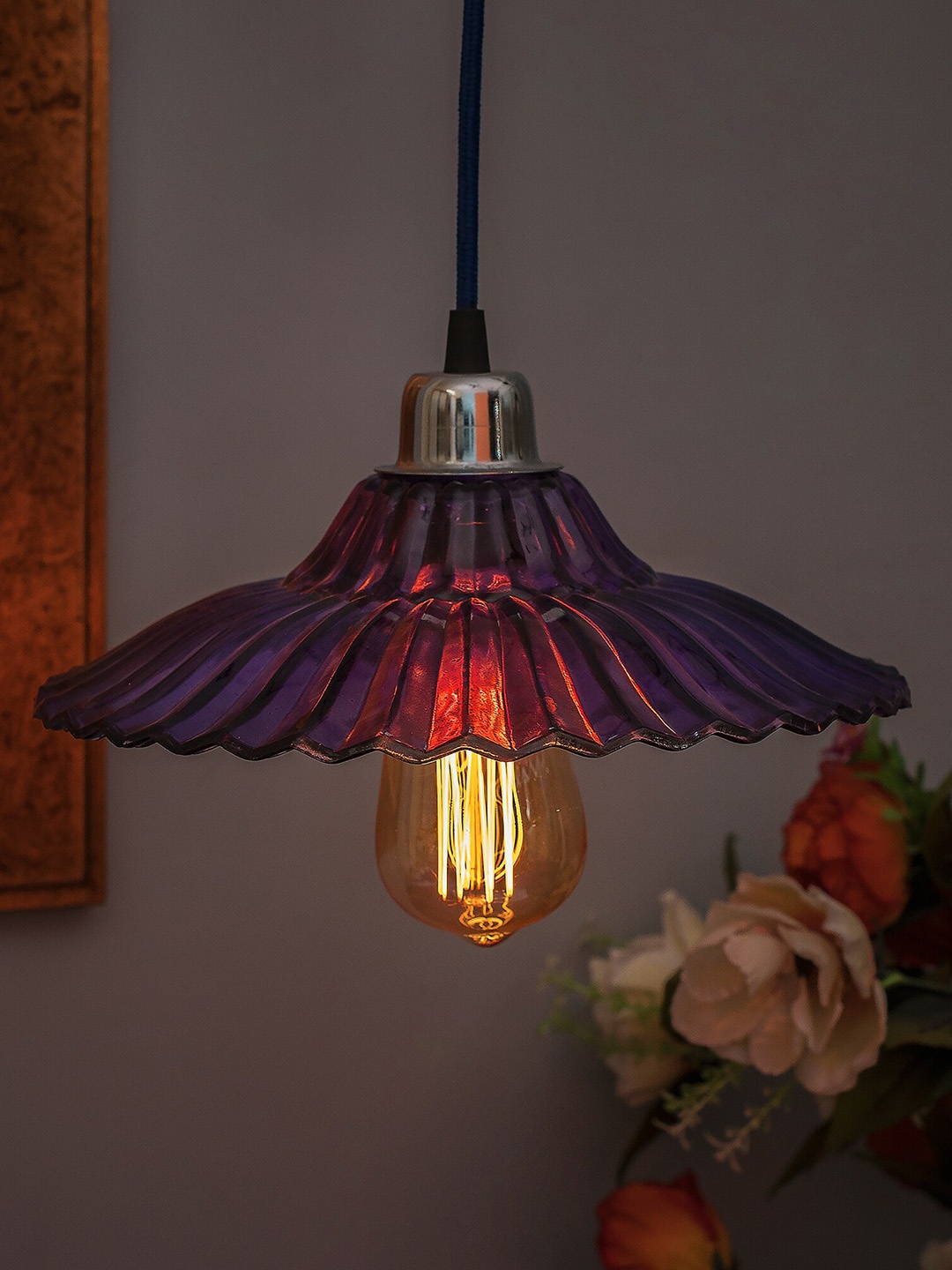 

Homesake Violet Textured Glass Pendant Hanging Ceiling Lamp