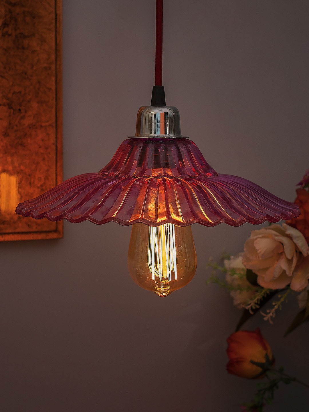 

Homesake Pink Textured Pendant Ceiling Lamp