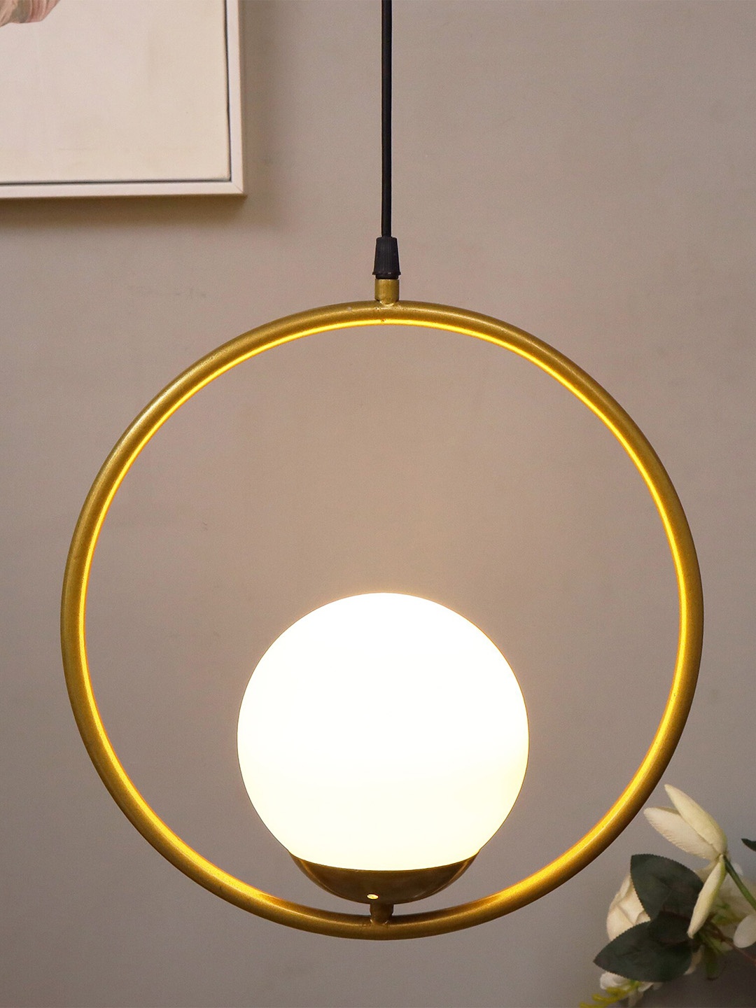 

Homesake White Pendant Ceiling Lamp, Gold