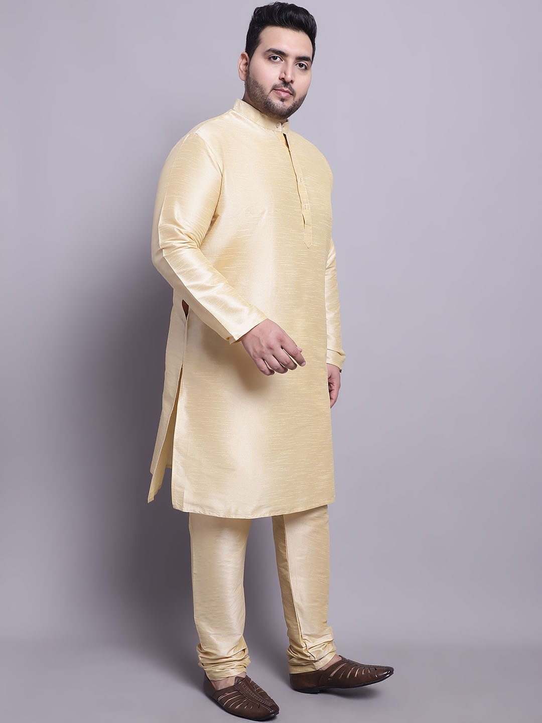 

SOJANYA PLUS Regular Dupion Silk Kurta with Pyjamas, Gold