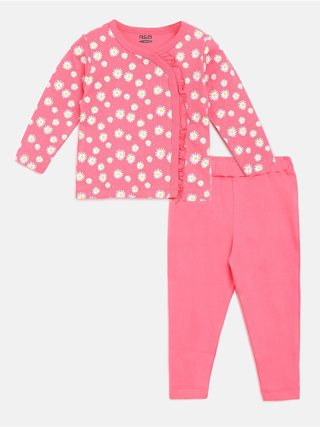 

R&B Girls Printed Pure Cotton Shirt with Pyjamas, Pink