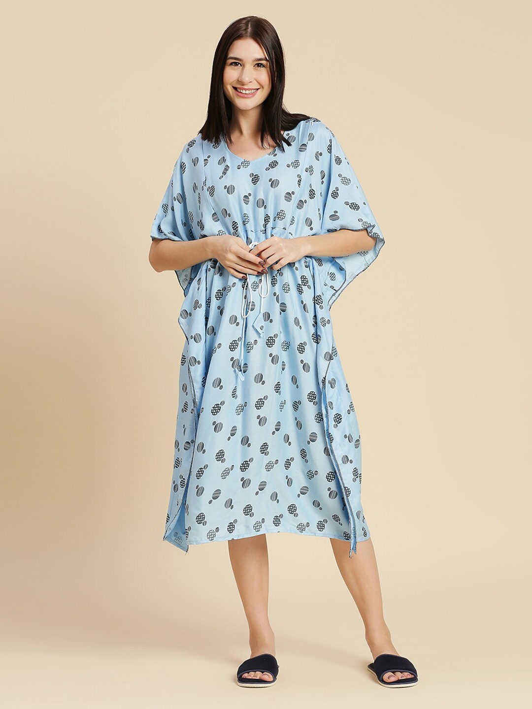 

Pretty Awesome Geometric Printed Maternity Nightdress, Blue