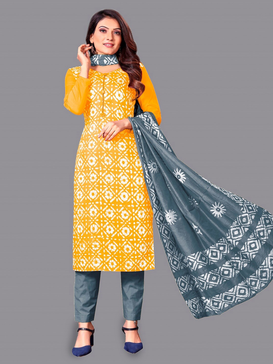 

APNISHA Ethnic Motifs Printed Unstitched Dress Material, Yellow