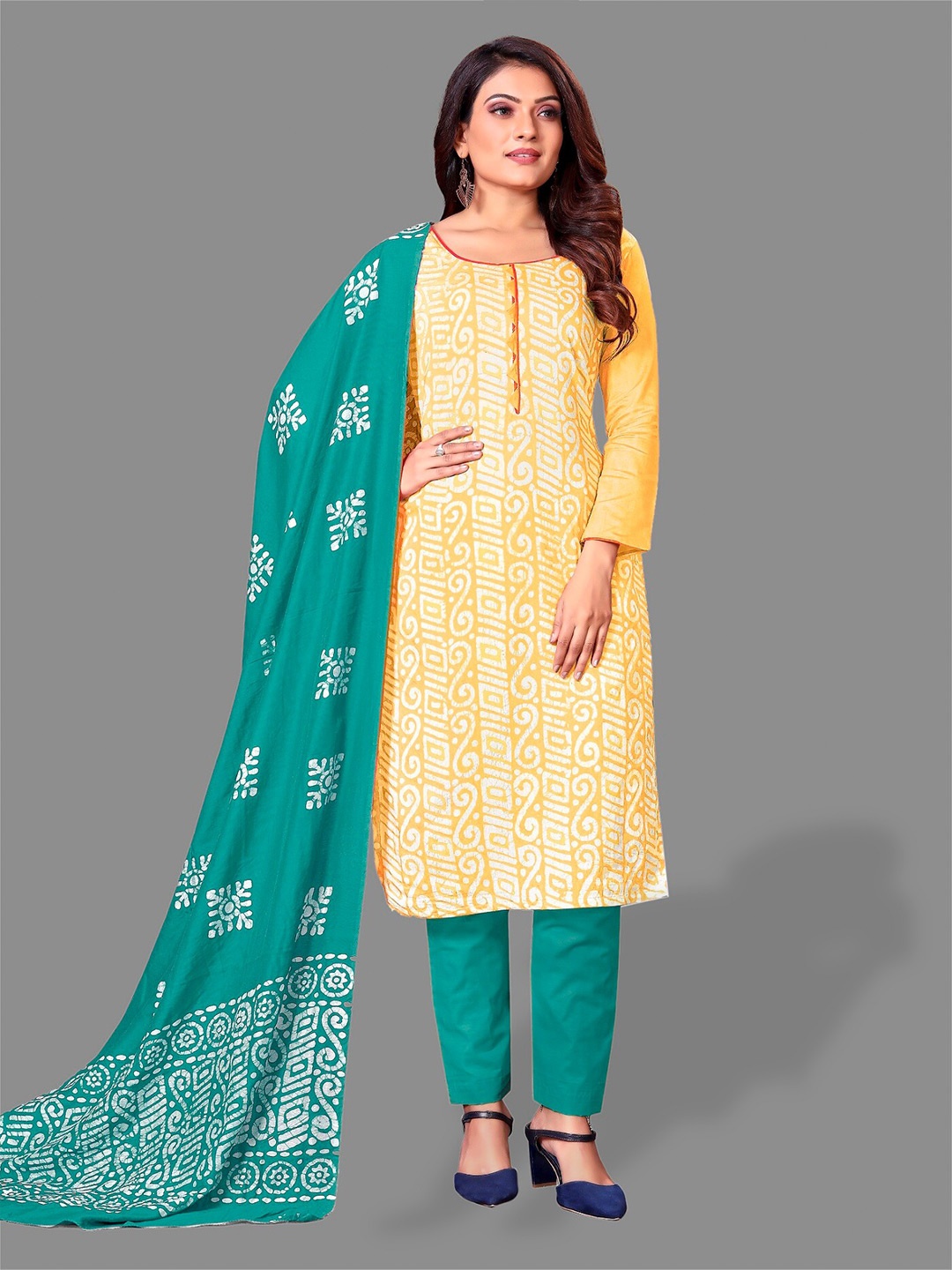 

APNISHA Ethnic Motifs Printed Unstitched Dress Material, Yellow