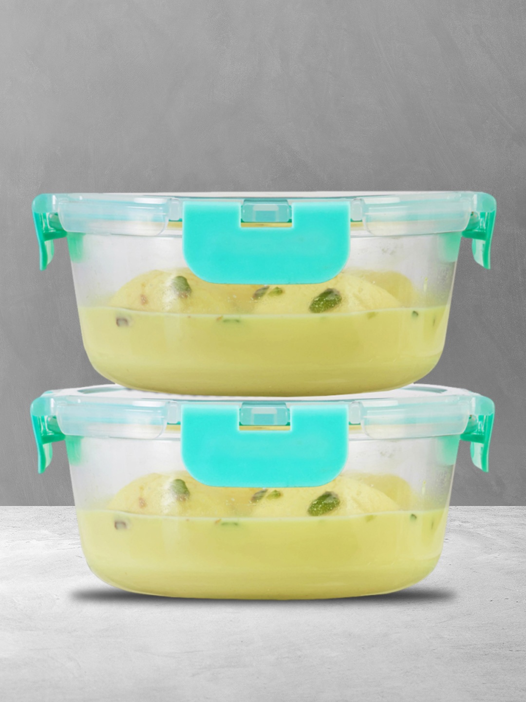 

Allo Set of 2 FoodSafe Microwave Safe Borosilicate Glass Fridge Storage Containers 635ml, Green