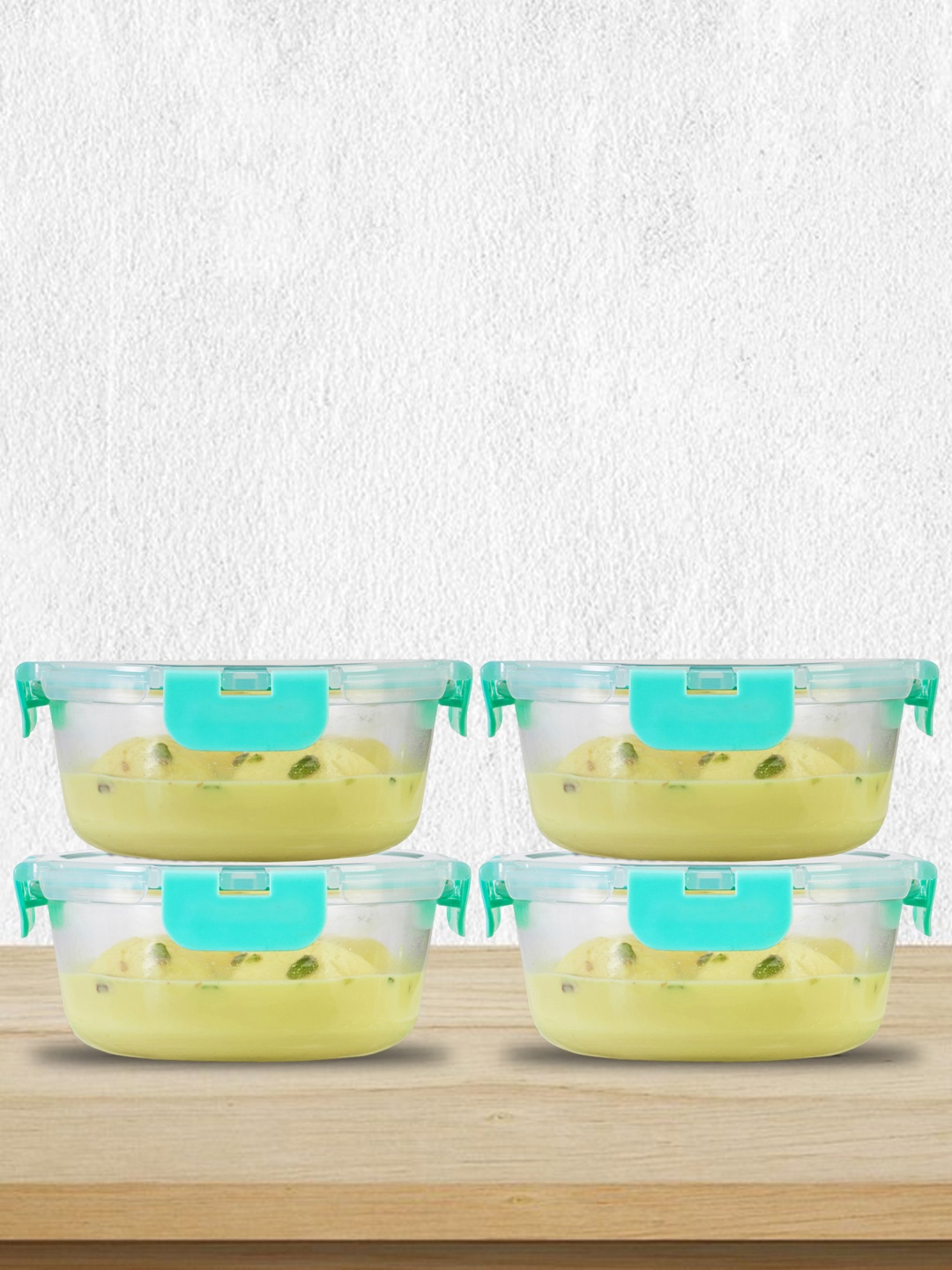 

Allo Set of 4 FoodSafe Microwave Safe Borosilicate Glass Fridge Storage Containers 635ml, Green