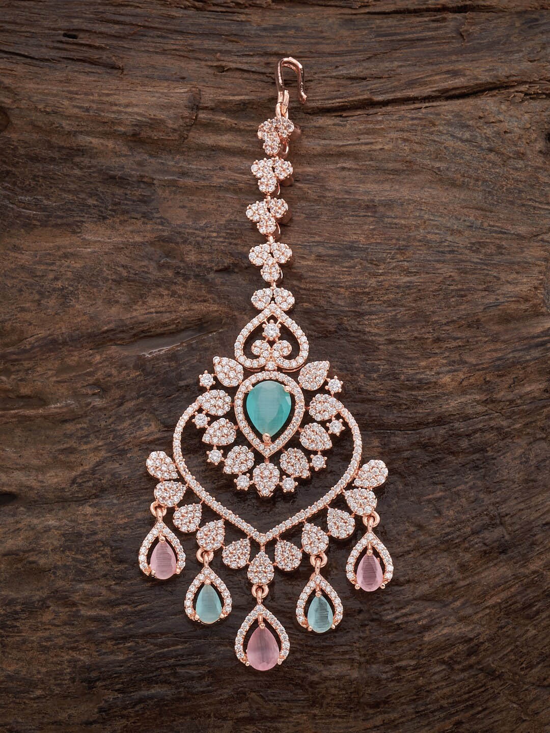 

Kushal's Fashion Jewellery Stone-Studded Maangtikka, Rose gold