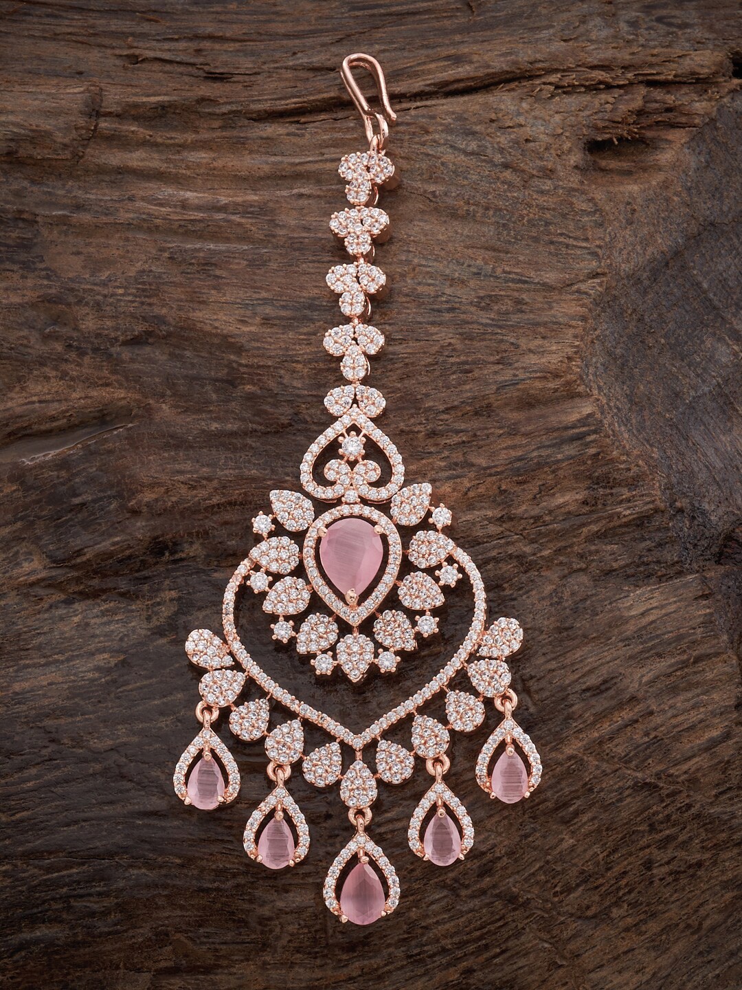 

Kushal's Fashion Jewellery Stone-Studded Maangtikka, Rose gold