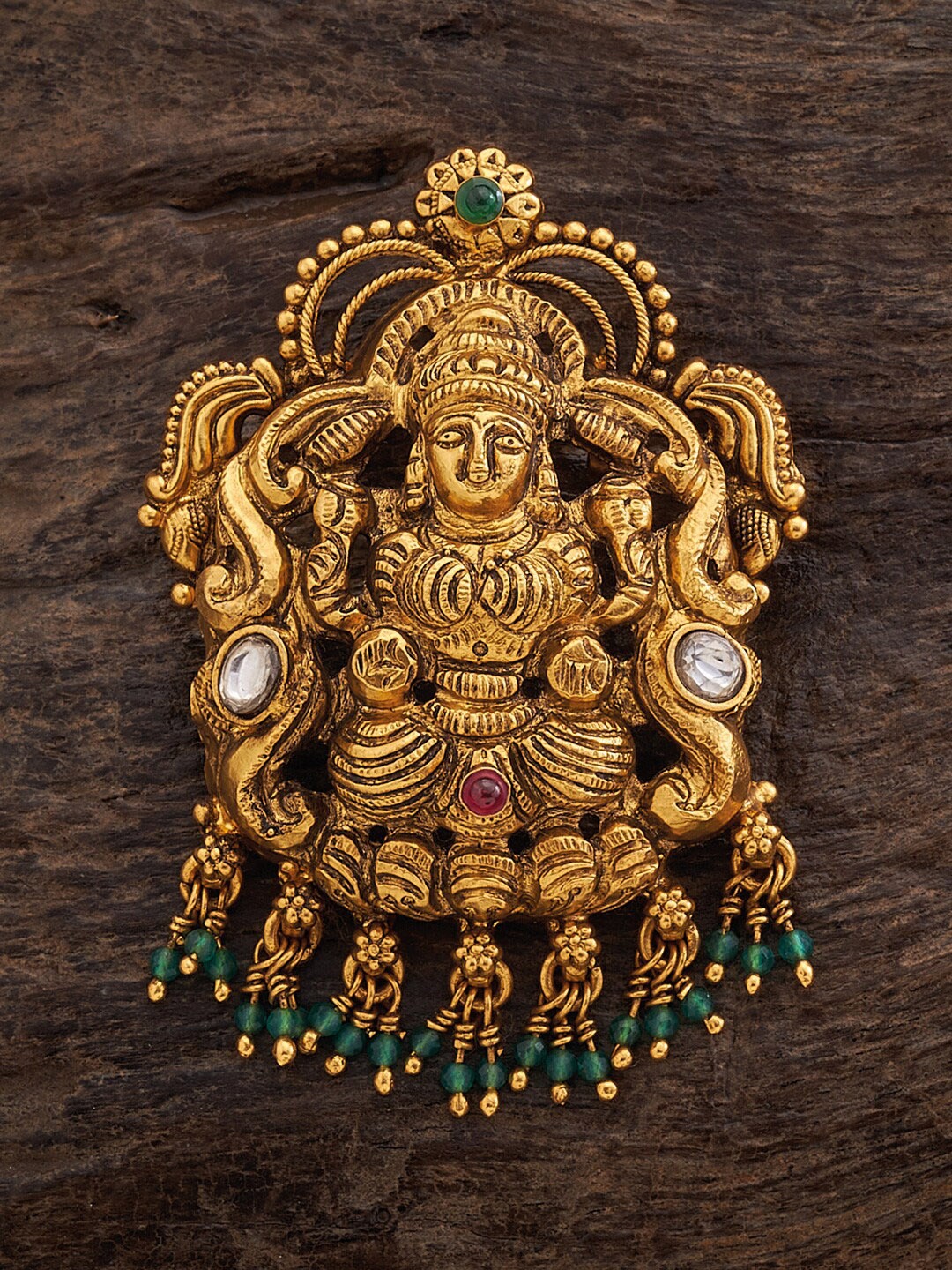 

Kushal's Fashion Jewellery Gold-Plated Temple Pendant