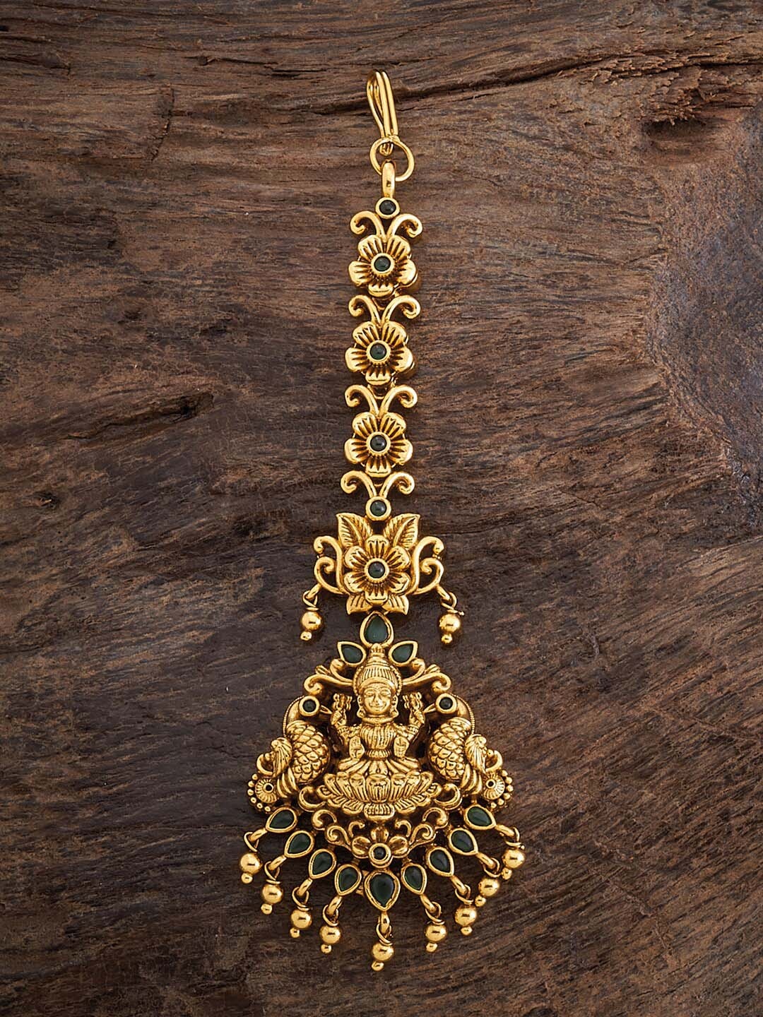 

Kushal's Fashion Jewellery Gold-Plated Stone-Studded Maangtika