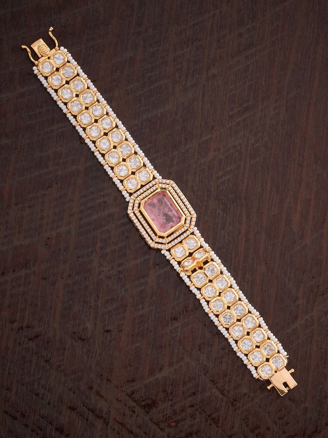 

Kushal's Fashion Jewellery Women Kundan Link Bracelet, Gold