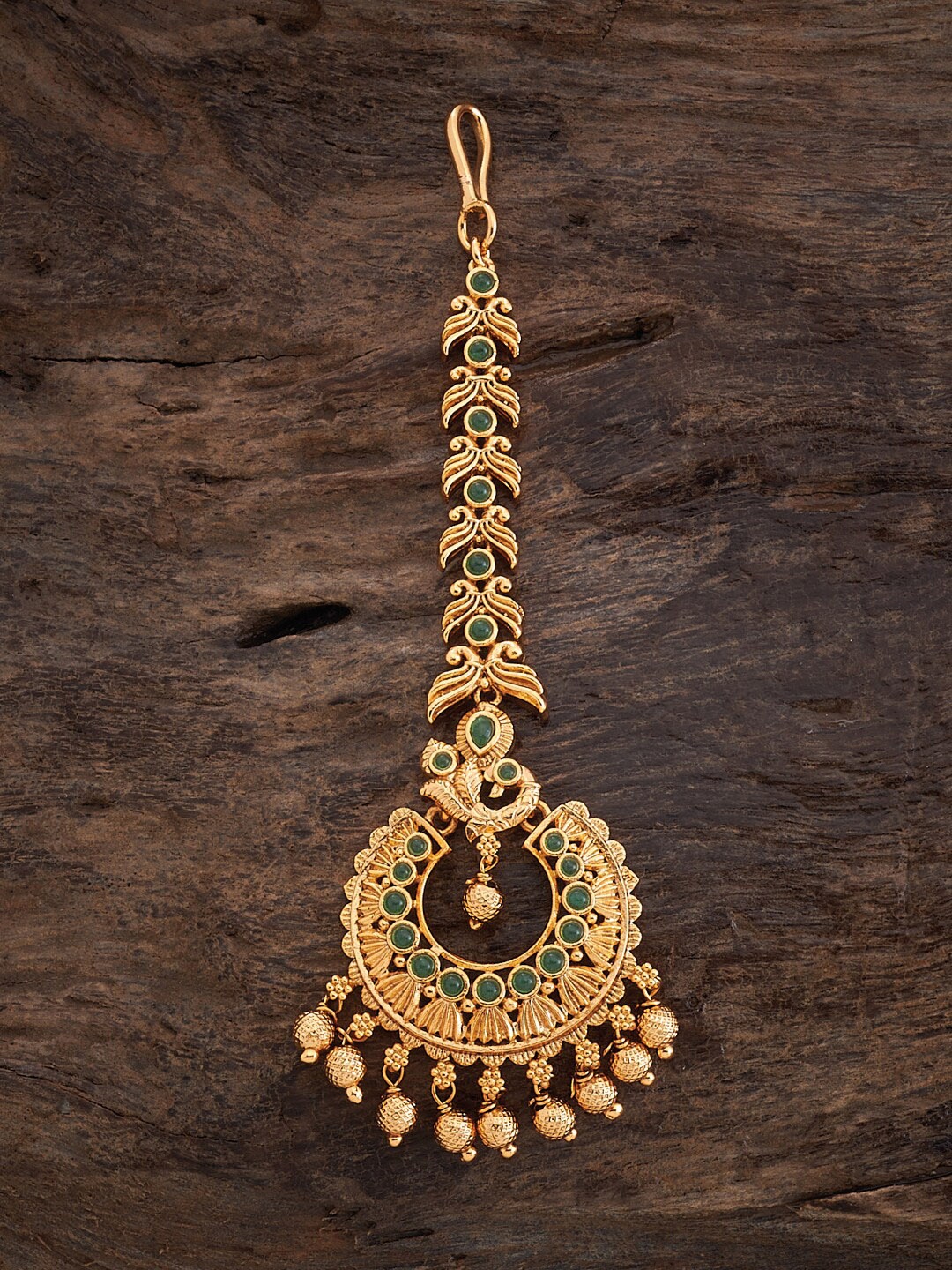 

Kushal's Fashion Jewellery Stone-Studded Maangtikka, Gold