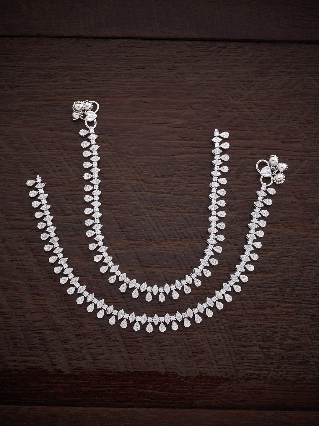 

Kushal's Fashion Jewellery Silver-Plated White Stone-Studded Anklet
