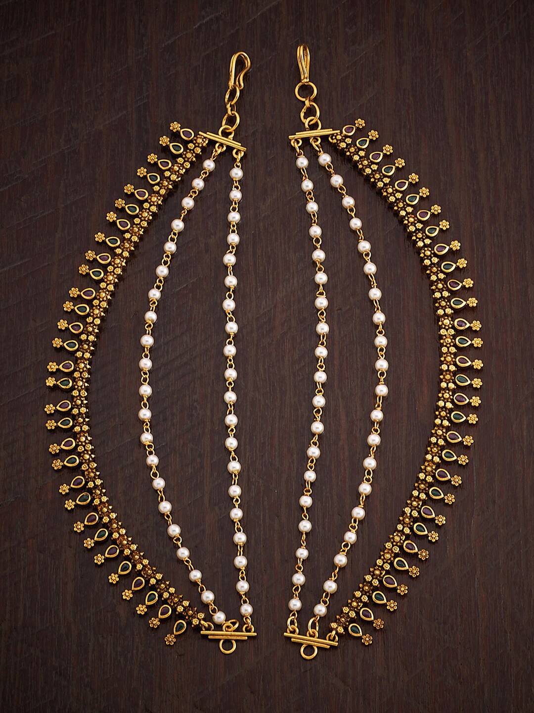 

Kushal's Fashion Jewellery Set of 2 Beaded Hair Accessory, Gold