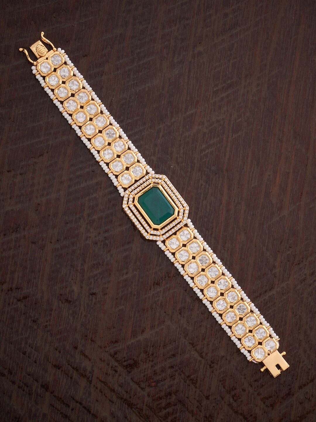 

Kushal's Fashion Jewellery Women Kundan Link Bracelet, Gold