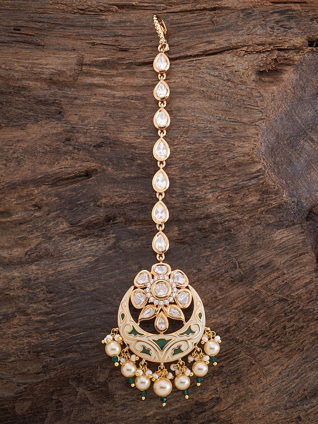 

Kushal's Fashion Jewellery Gold-Plated Stone-Studded & Beaded Maangtikka