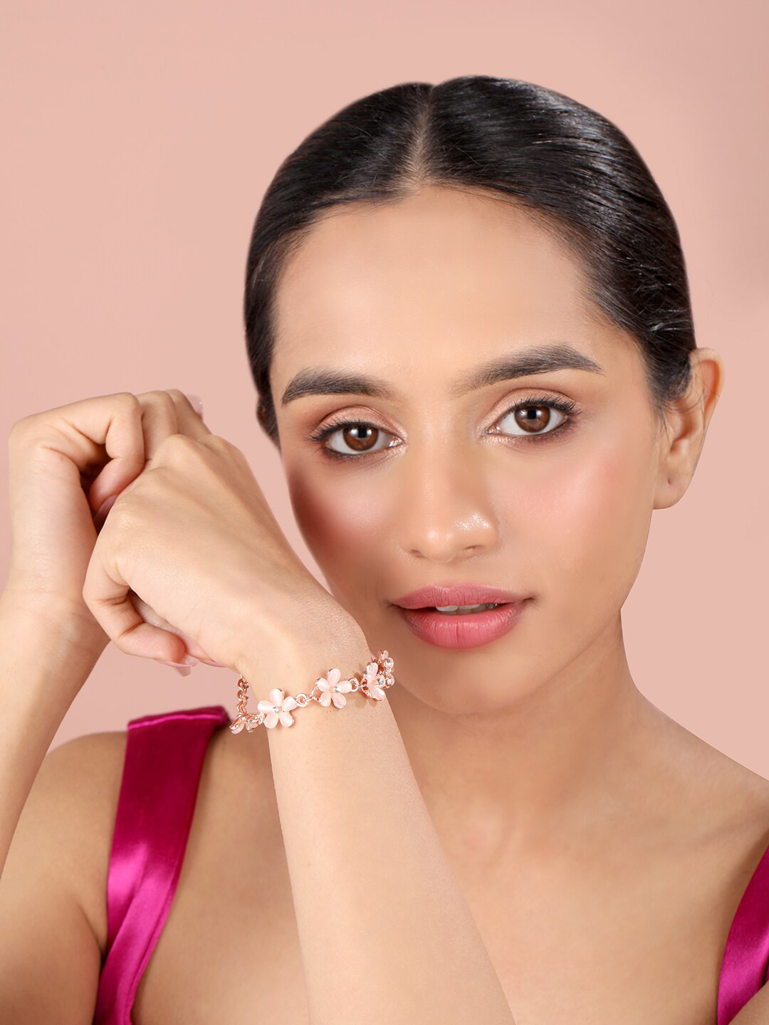 

XPNSV Rose Gold-Plated Flower Wraparound Bracelet