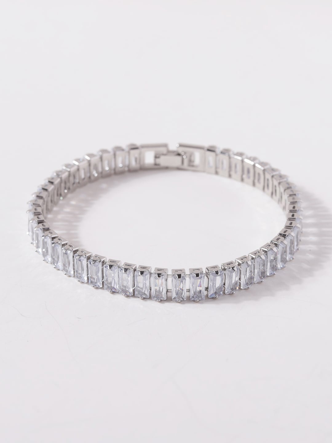 

XPNSV Silver-Plated Cubic Zirconia-Studded Link Bracelet