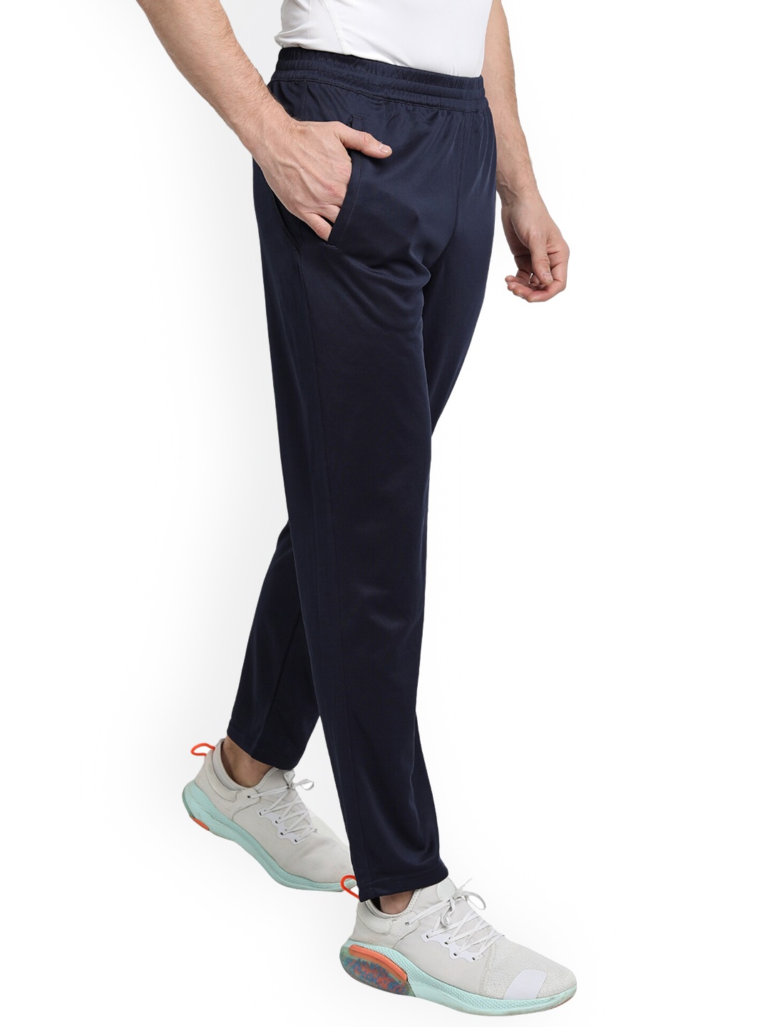 

Shrey Men Mid Rise Sports Track Pants, Navy blue
