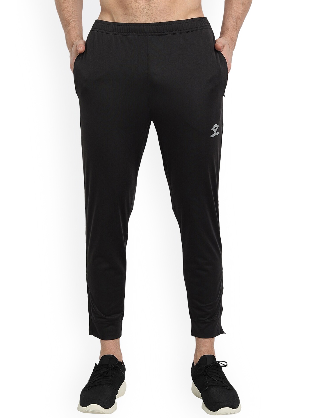 

Shrey Men Mid Rise Slim Fit Sports Track Pants, Black