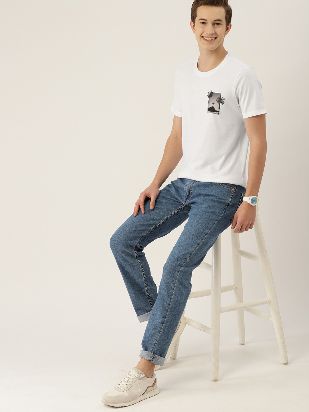 

Mast & Harbour Tropical Detail Pure Cotton T-shirt, White