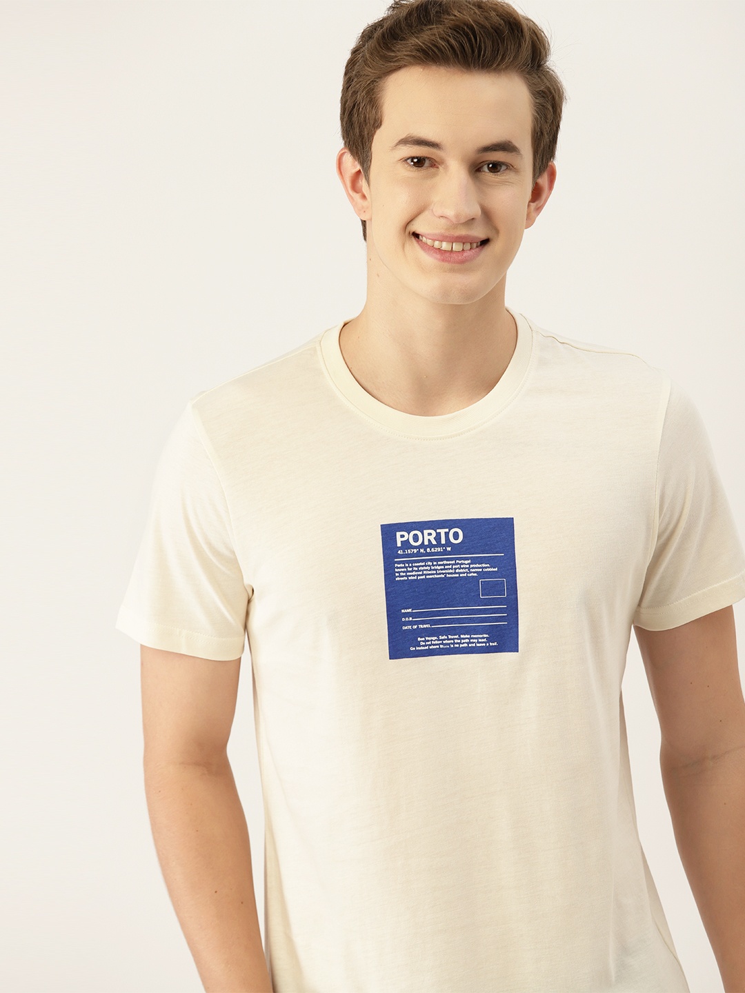 

Mast & Harbour Printed Pure Cotton T-shirt, Cream
