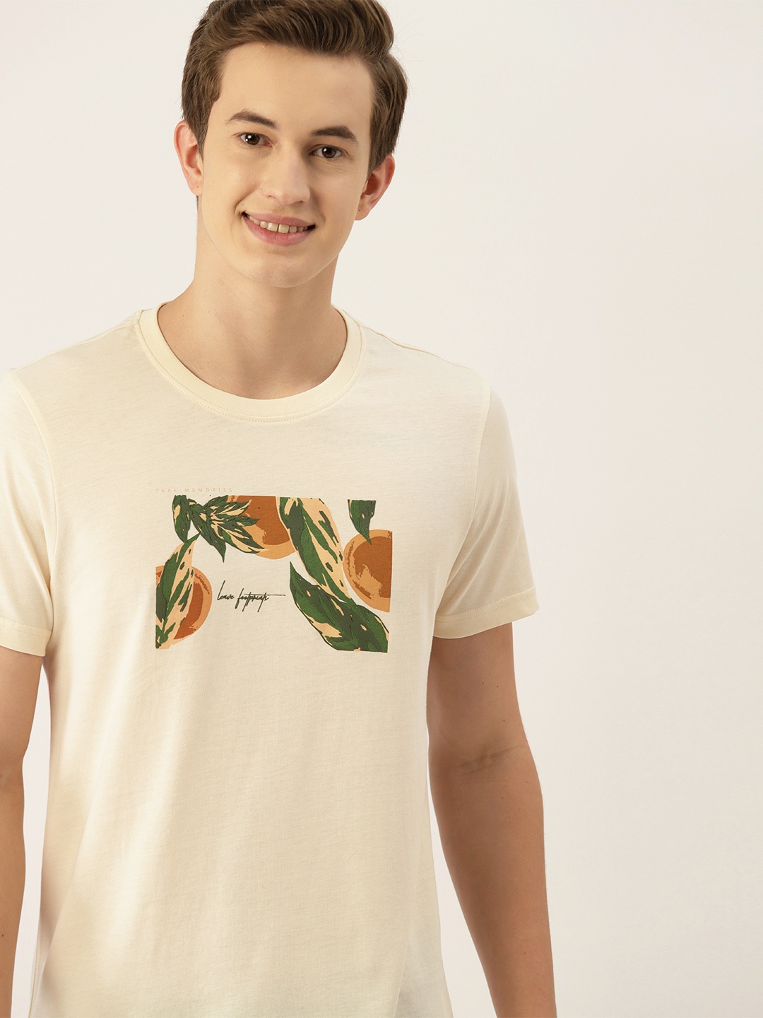 

Mast & Harbour Graphic Printed Pure Cotton T-shirt, Cream