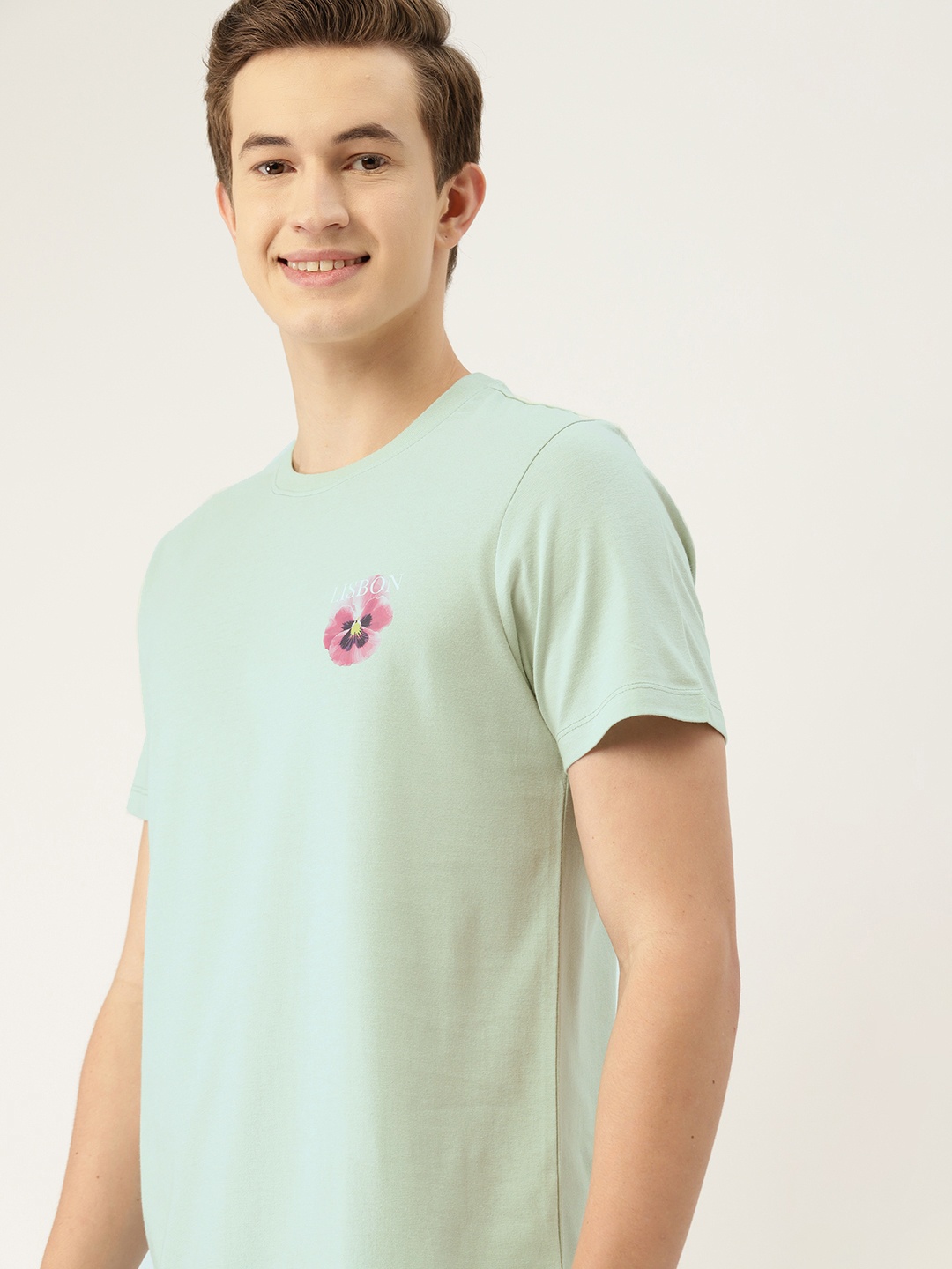 

Mast & Harbour Printed Detail Pure Cotton T-shirt, Sea green
