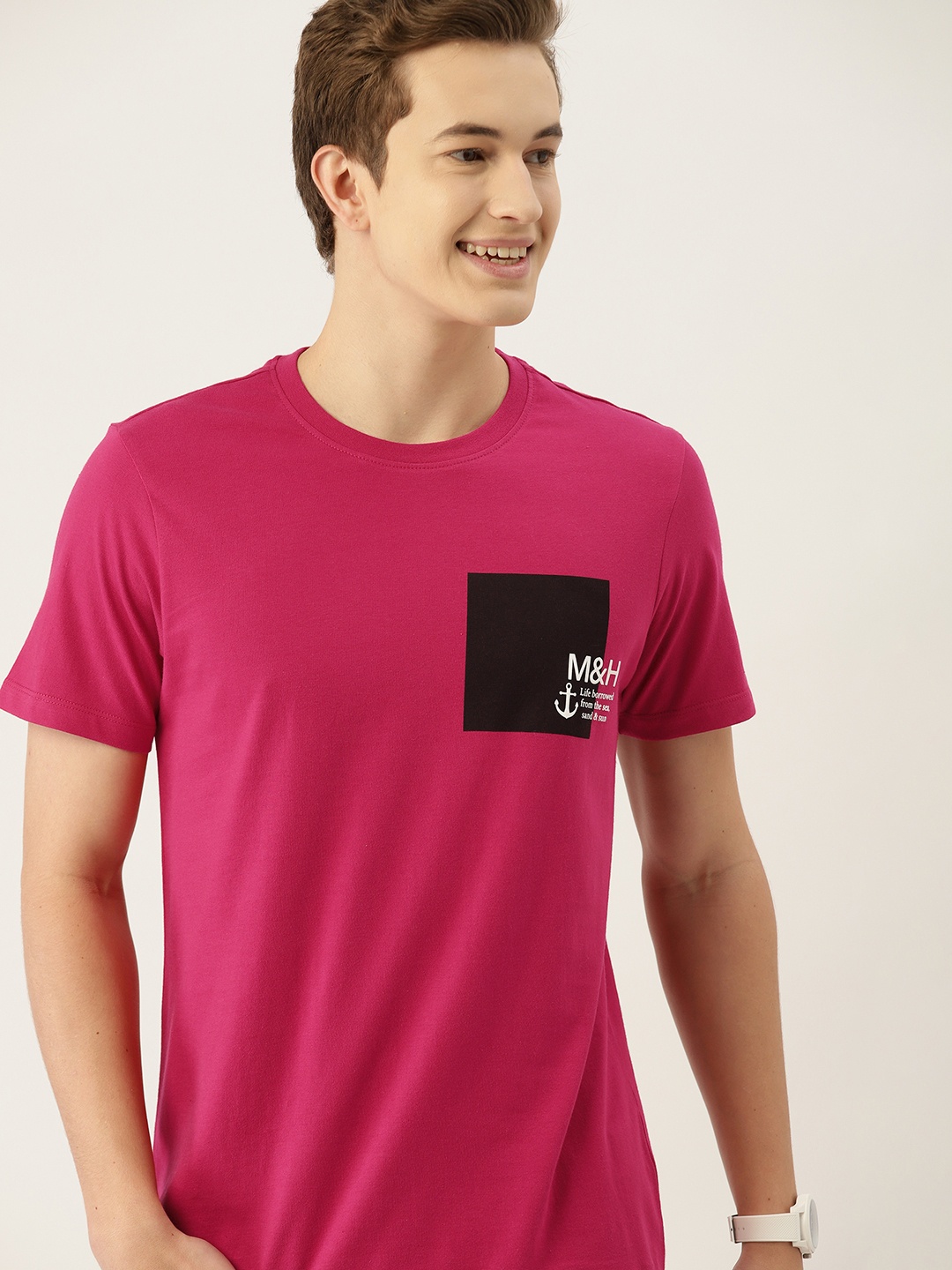 

Mast & Harbour Printed Detail Pure Cotton T-shirt, Pink