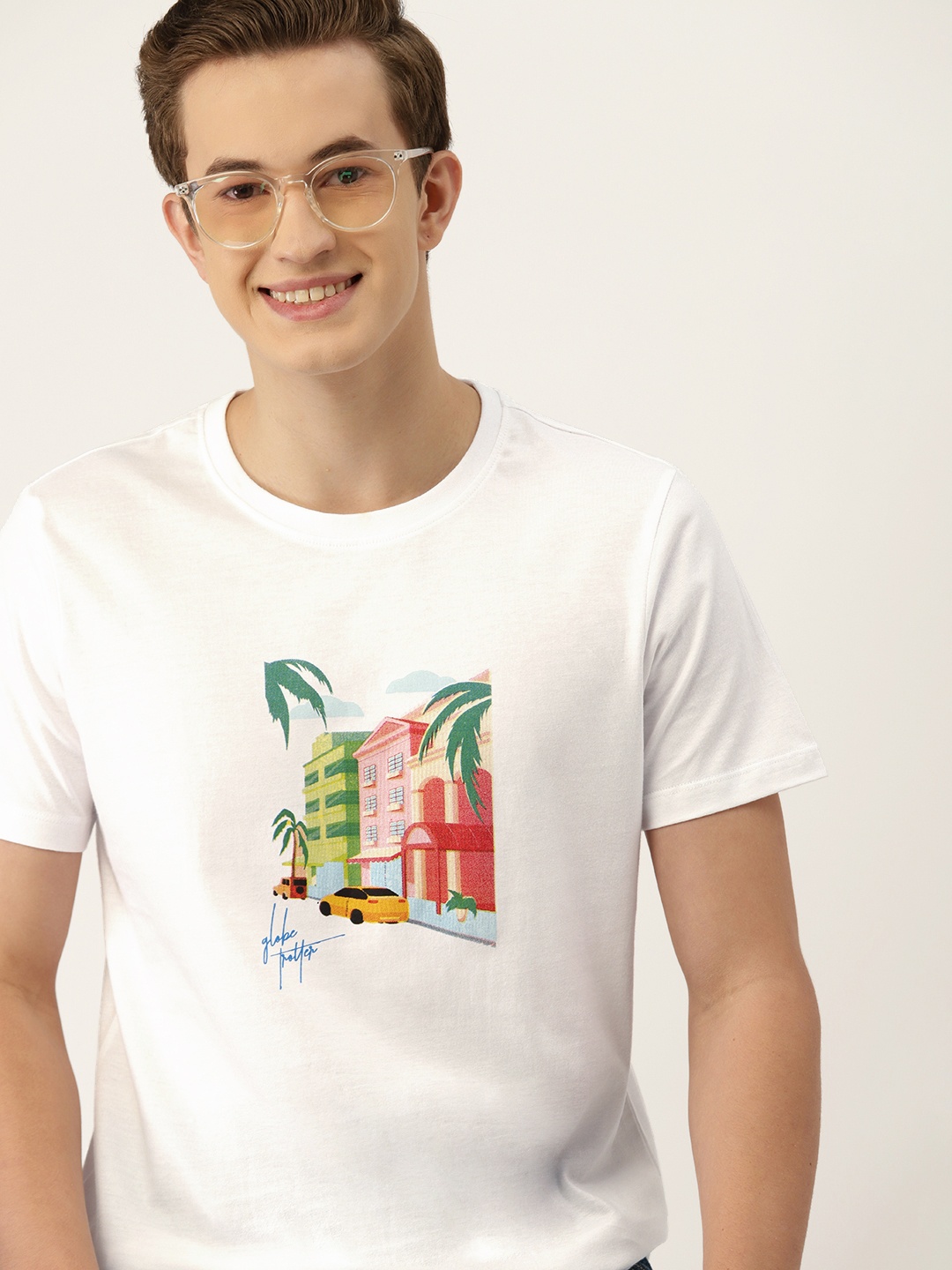 

Mast & Harbour Printed Pure Cotton T-shirt, White