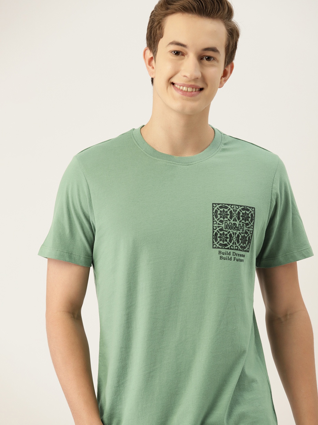 

Mast & Harbour Printed Detail Pure Cotton T-shirt, Green
