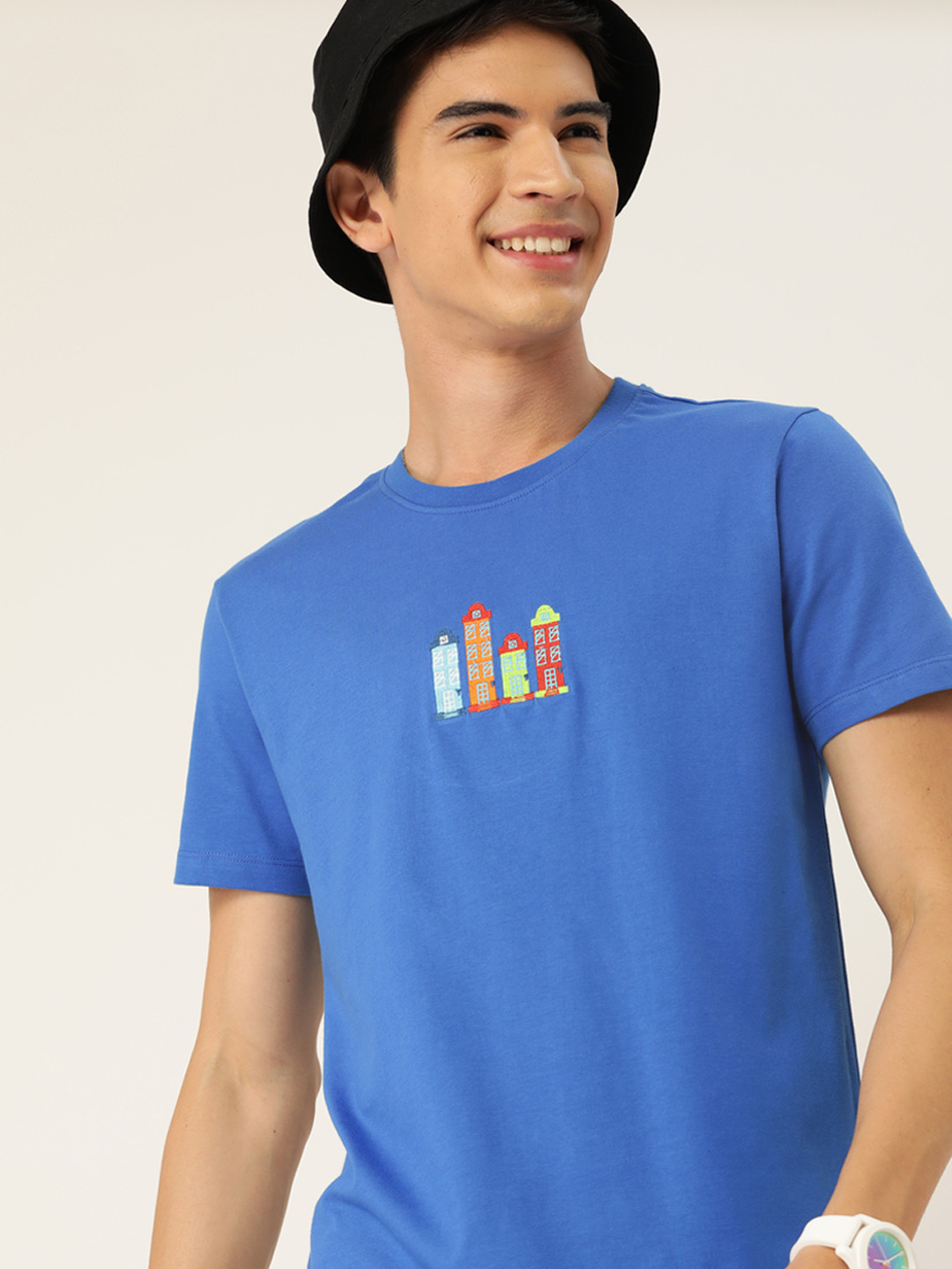 

Mast & Harbour Printed Detail Pure Cotton T-shirt, Blue