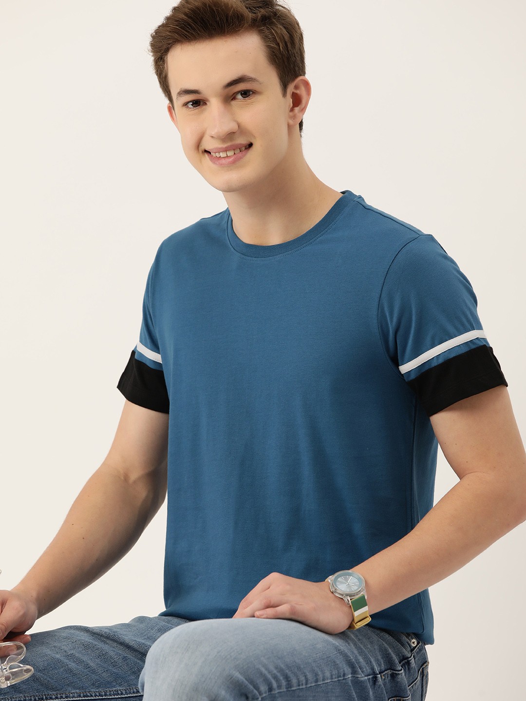 

Mast & Harbour Pure Cotton T-shirt, Blue