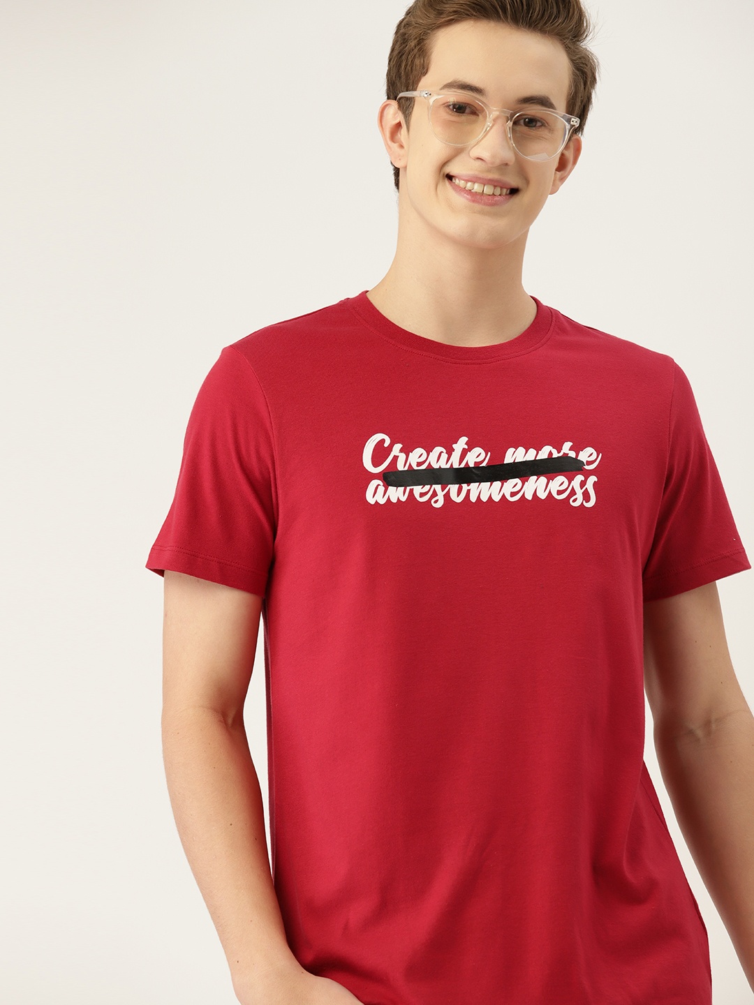 

Mast & Harbour Typography Print Pure Cotton T-shirt, Red