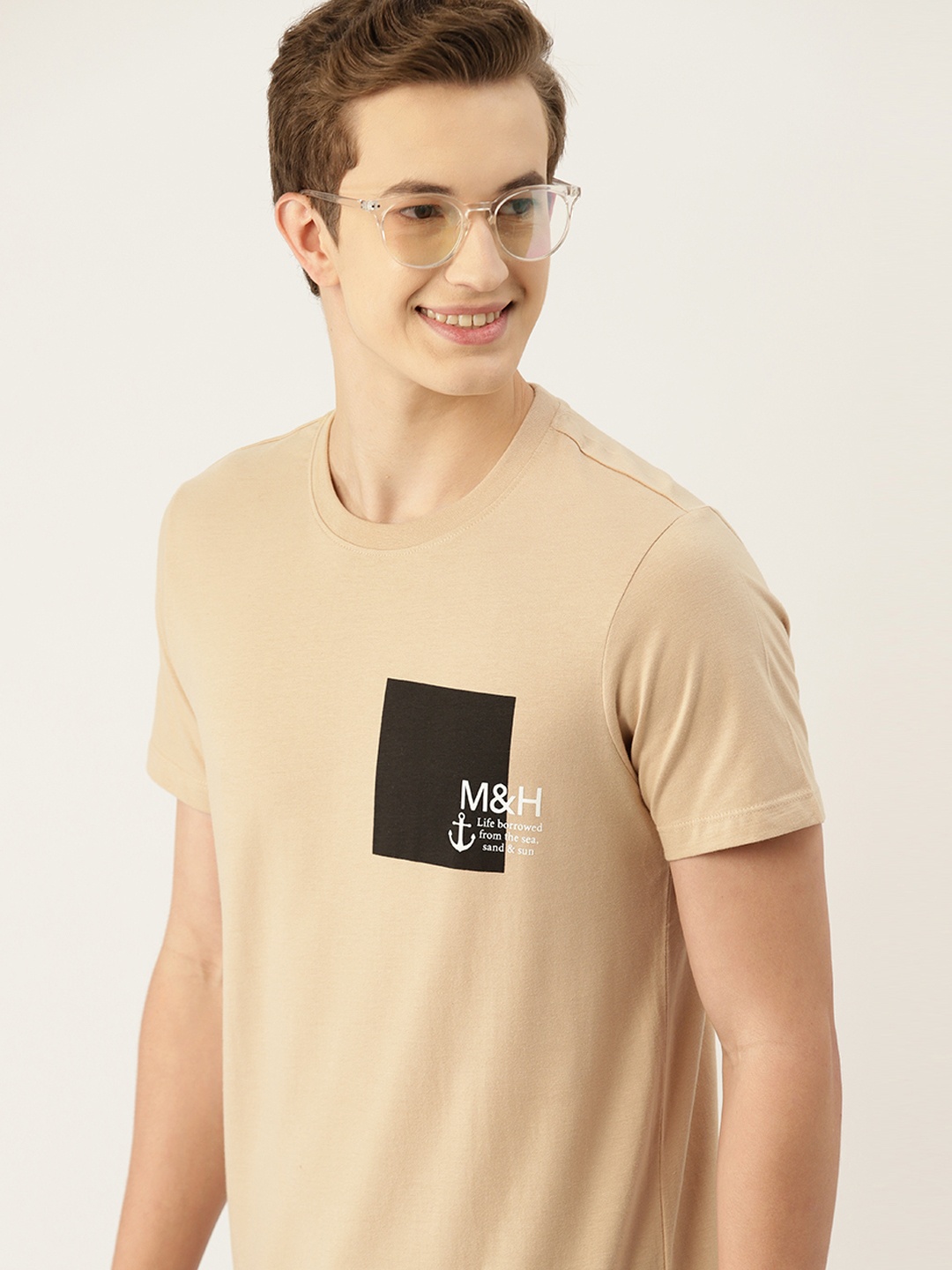 

Mast & Harbour Printed Pure Cotton T-shirt, Beige
